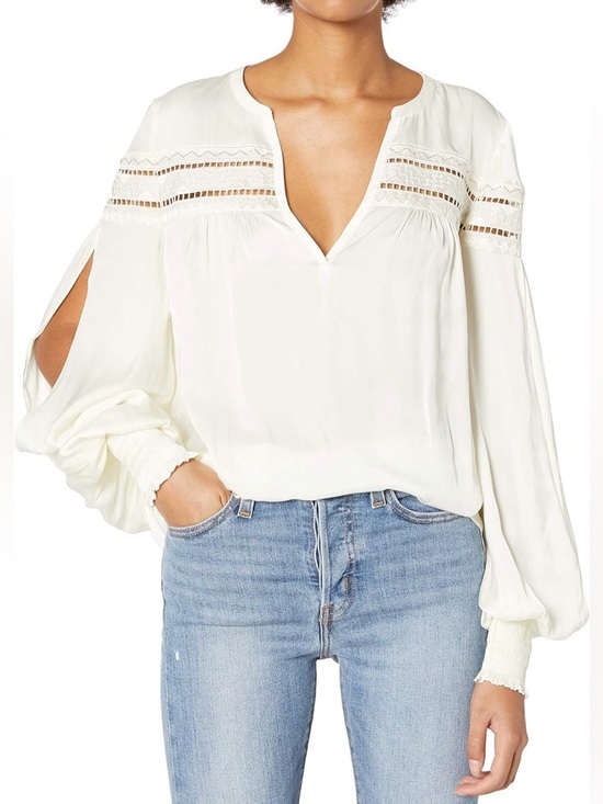 Ramy Brook Tops - Ramy Brook Ivory Slit Sleeve Blouse with Crochet and Beading - Size XS